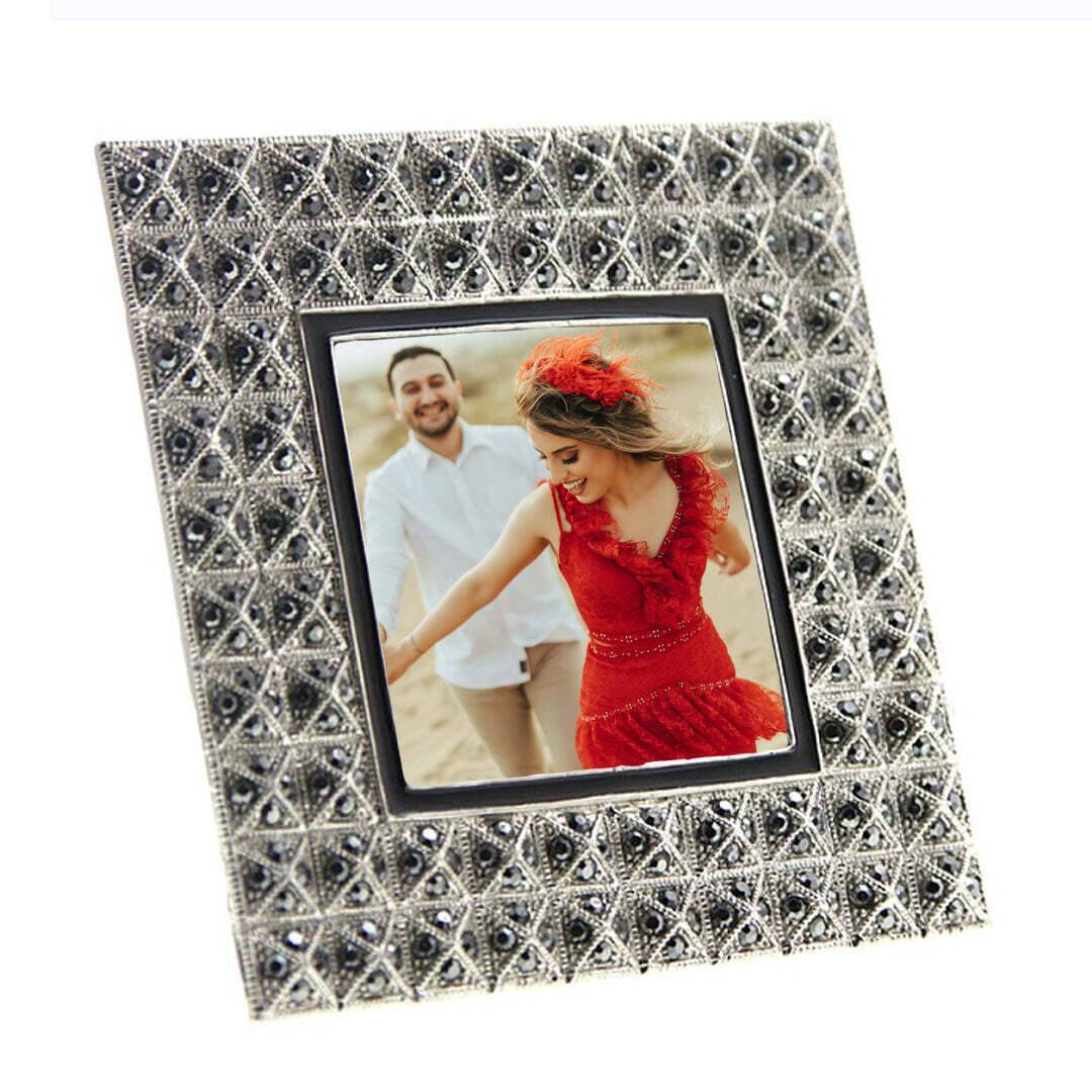 1928 Jewelry Stile Moderno Crystal Square Picture Frame 2.5" x 2.5"