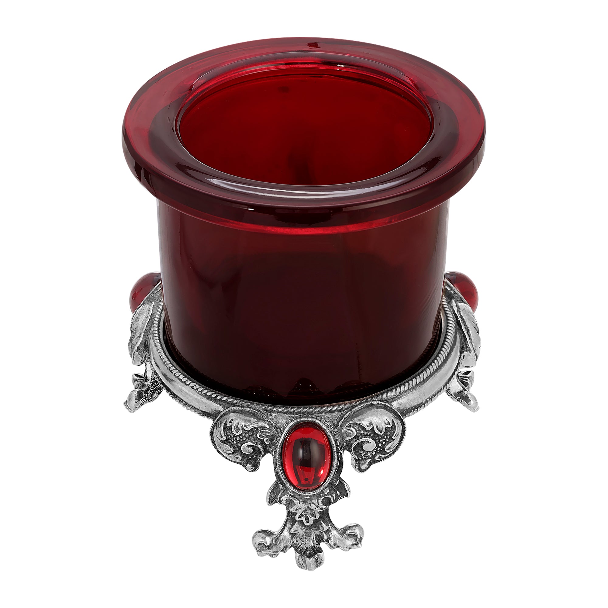 Red Victorian Glass Candle Holder
