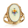 1928 Jewelry Ivory Enamel Blue & Yellow Flower Ring