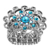 1928 Jewelry Round Multi Crystal Ornate Flower Stretch Ring