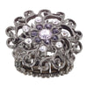 1928 Jewelry Round Multi Crystal Ornate Flower Stretch Ring