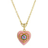 1928 Jewelry Heart Picture Locket Pink Rose Necklace 16