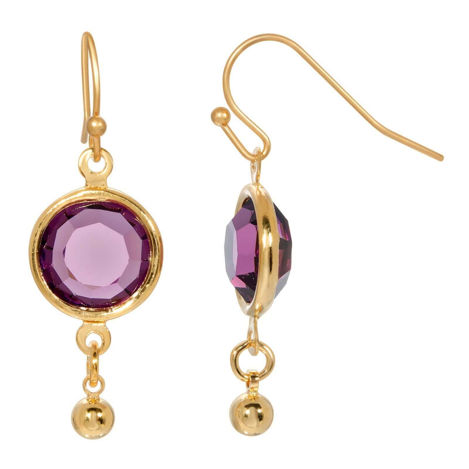 Buy Gold-tone crystal/amethyst earrings