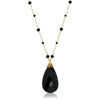 1928 Jewelry Faceted Jet Black Glass Briolette Pendant & Beaded Necklace 30