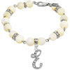 1928 Jewelry Mother Of Pearl Crystal Initial Charm Bracelet