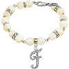 1928 Jewelry Mother Of Pearl Crystal Initial Charm Bracelet