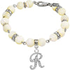 1928 Jewelry Mother Of Pearl Crystal Initial Charm Bracelet