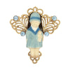 1928 Jewelry Winged Filigree Porcelain Child With Doll Pin