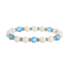 1928 Jewelry Aquamarine Crystal Mother Of Pearl Stretch Bracelet