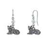 1928 Jewelry Pewter Cat & Austrian Crystal Bead Wire Earrings