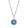 1928 Jewelry Sunburst Blue Enamel Initial Necklace 16