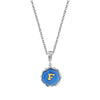 1928 Jewelry Sunburst Blue Enamel Initial Necklace 16