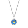 1928 Jewelry Sunburst Blue Enamel Initial Necklace 16