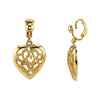 1928 Jewelry Filigree Heart Clip On Drop Earrings