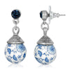 1928 Jewelry Blue Willow Round Beaded Post Drop Earrings