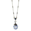 1928 Jewelry Blue Willow Round Beaded Crystal Accent Drop Pendant Necklace 16