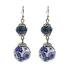 1928 Jewelry Blue Willow Dark Blue And Beaded Drop Earrings