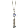 1928 Jewelry Blue Willow Round Bead With Tassel Drop Necklace 16