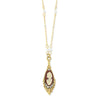 1928 Jewelry Monarchy Cameo Faux Pearl Bead Drop Pendant Necklace