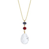 1928 Jewelry Blue Red Bead Clear Briolette Drop Pendant Necklace 20