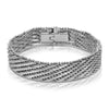 1928 Jewelry Silver Deco Mesh Beaded Edge Box Clasp Bracelet