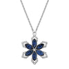 1928 Jewelry Crystal Sapphire Blue Stone Flower Pendant Necklace 16