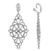 1928 Jewelry Filigree Diamond Drop Clip On Earrings