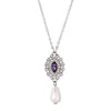 Regency Starburst Crystal Faux Pearl Drop Pendant Necklace 16