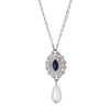 Regency Starburst Crystal Faux Pearl Drop Pendant Necklace 16