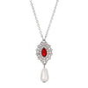 Regency Starburst Crystal Faux Pearl Drop Pendant Necklace 16