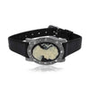 1928 Jewelry Black Diamond Crystal Cameo Crocodile Print Leather Belt Bracelet