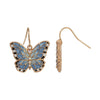 1928 Jewelry Blue Enamel Crystal Butterfly Drop Earrings