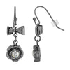 1928 Jewelry Flower Crystal And Bow Drop Earrings