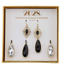 2028 Jewelry 3-In-1 Teardrop & Clear Crystal Interchangeable Earring Set