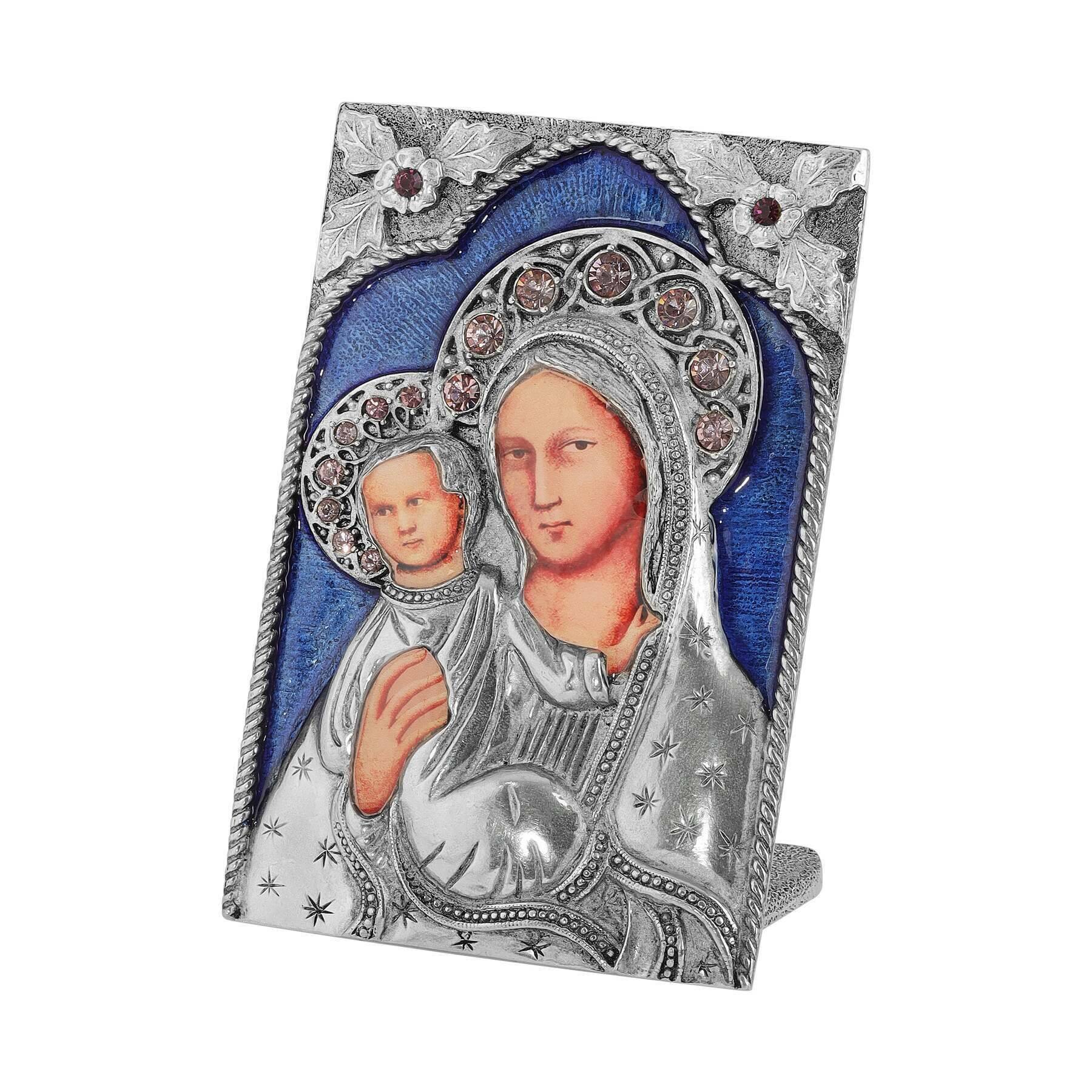 Symbols of Faith Mary and Jesus Sapphire Blue Tabletop Decor Plaque