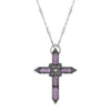 Symbols Of Faith Moonstone & Crystal Cross Pendant Necklace 20